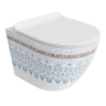 унитаз Lavita Sofi Slim Folklor подвесной, с сиденьем, белый с узором (5900378335412)